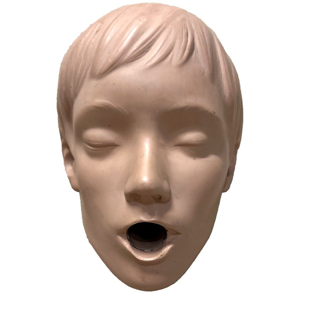creepy yard ornament Art Gag Gift face open mouth Halloween old CPR head oddity